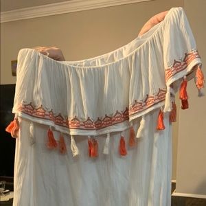 On shoulder flowy dress